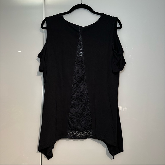 MIDNIGHT HOUR Nocturnal Creature Cold Shoulder Top in Black - Picture 8 of 14